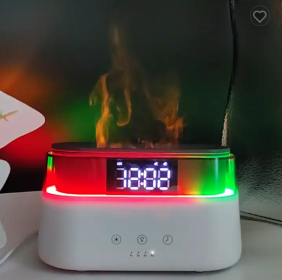 2023 Elegant Alarm Clock Oil Diffuser Innovative Simulation Flame Humidifier With Timer Function Flame Night Light