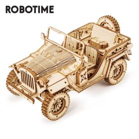 Robotime ROKR 3D Wooden Puzzle Toy Assembly Model Building Kits for Children Kids Birthday Gift MC701 Army Jeep