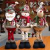 3 Pieces Christmas Decor Sitting Santa Claus Snowman Reindeer Ornament Plush Doll