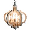 Antiqued Wood And Metal Chandelier, White