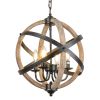 Farmhouse Chandelier Light Fixtures,4-Light Adjustable Height Dining Room Wood Light Fixtures