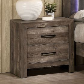 1pc Nightstand Natural Tone Faux Wood Veneer Bar Drawers Pulls