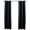 Blackout Curtains with Rings 2 pcs Black 37"x63" Fabric