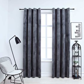 Blackout Curtains with Rings 2 pcs Anthracite 54"x95" Velvet