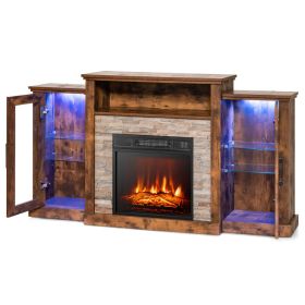 Fireplace TV Stand with 16-Color Led Lights for TVs up to 65 Inch