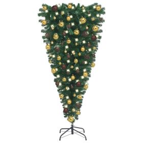 Upside-down Artificial Christmas Tree with LEDs&Ball Set 59.1"