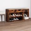 Shoe Bench with Cushion Smoked Oak 40.9"x11.8"x19.3" Engineered Wood