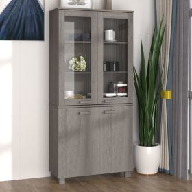 Highboard Solid Wood Pine Light Gray