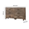 59 Inch 6 Drawer Wood Dresser, Natural Grain Details, Weathered Pine Brown