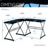 Techni Mobili L-Shaped Glass Computer Desk, Black