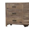 59 Inch 6 Drawer Wood Dresser, Natural Grain Details, Weathered Pine Brown