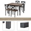 TREXM 5-Piece Industrial Wooden Dining Set with Metal Frame and 4 Ergonomic Chairs, Brown