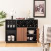 Industrial Sideboard Cabinet with Removable Wine Rack and Glass Holder