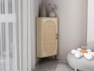 Corner cabinet ,Rattan door,Freestanding Corner Tables For Small Spaces, Corner Shelf Stand For Living Room, Kitchen, Bathroom, Bedroom