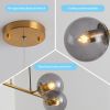 Modern American branch glass lampshade metal chain chandelier 6 bulbs