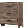 59 Inch 6 Drawer Wood Dresser, Natural Grain Details, Weathered Pine Brown