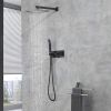 Brass Matte Black Shower Faucet Set Shower System 10 Inch Rainfall Shower Head with Handheld Sprayer Bathroom Luxury Rain Mixer Combo