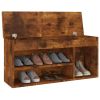 Shoe Bench with Cushion Smoked Oak 40.9"x11.8"x19.3" Engineered Wood