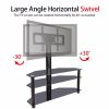 Leadzm TSG002 32-65" Corner Floor TV Stand with Swivel Bracket 3-Tier Tempered Glass Shelves