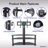 Leadzm TSG002 32-65" Corner Floor TV Stand with Swivel Bracket 3-Tier Tempered Glass Shelves