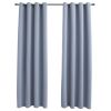 Blackout Curtains with Rings 2 pcs Gray 54"x95" Fabric