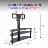 Leadzm TSG002 32-65" Corner Floor TV Stand with Swivel Bracket 3-Tier Tempered Glass Shelves