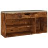 Shoe Bench with Cushion Smoked Oak 40.9"x11.8"x19.3" Engineered Wood