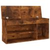 Shoe Bench with Cushion Smoked Oak 40.9"x11.8"x19.3" Engineered Wood