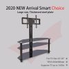 Leadzm TSG002 32-65" Corner Floor TV Stand with Swivel Bracket 3-Tier Tempered Glass Shelves