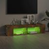 TV Stand with LED Lights Smoked Oak 53.1"x15.4"x11.8"