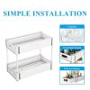 2 sets  sink storage units and bathroom sink storage units, 2-layer drawer cabinet storage unit for kitchen bathroom sink storage, white