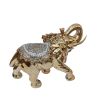 Ambrose Delightfully Extravagant Gold Plated Elephant with Embedded Crystal and Pearl Saddle (11.5"L x 5"W x 8.5"H)