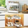 2 sets  sink storage units and bathroom sink storage units, 2-layer drawer cabinet storage unit for kitchen bathroom sink storage, white