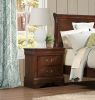 Classic Louis Philippe Style Brown Cherry Finish 1pc Nightstand of 2x Drawers Traditional Design Bedroom Furniture