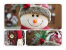 3 Pieces Christmas Decor Sitting Santa Claus Snowman Reindeer Ornament Plush Doll