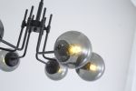 Modern American style chandelier-black iron-glass lampshade -6 bulbs