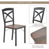 TREXM 5-Piece Industrial Wooden Dining Set with Metal Frame and 4 Ergonomic Chairs, Brown