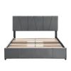 Queen Size Upholstery Platform Bed with Four Drawers on Two Sides, Adjustable Headboard, Grey(Old SKU: WF291774EAA)