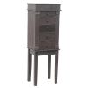 Standing Jewelry Armoire with Mirror, 5 Drawers & 8 Necklace Hooks, Jewelry Cabinet Chest with Top Storage Organizer , 2 Side Swing Doors(Grey)