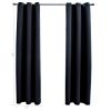 Blackout Curtains with Rings 2 pcs Black 37"x63" Fabric