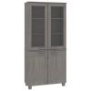 Highboard Solid Wood Pine Light Gray