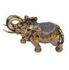 Ambrose Delightfully Extravagant Gold Plated Elephant with Embedded Crystal and Pearl Saddle (11.5"L x 5"W x 8.5"H)