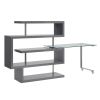 ACME Raceloma Writing Desk w/Shelf, Clear Glass, Gray & Chrome Finish 93181