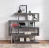 ACME Raceloma Writing Desk w/Shelf, Clear Glass, Gray & Chrome Finish 93181