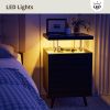 LED Nightstand LED Bedside Table End Tables Living Room with 4 Acrylic Columns, Bedside Table with Drawers for Bedroom Black