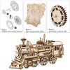 Robotime ROKR 3D Wooden Puzzle Train Model Clockwork Gear Drive Locomotive Assembly Model Building Kit Toys for Children LK701