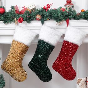 Christmas Holiday Decorations Sequined Plush Socks (Option: set)