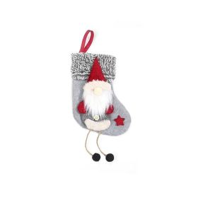 Home Christmas Stockings Decorations Pendant (Option: Grey suspender Christmas socks)