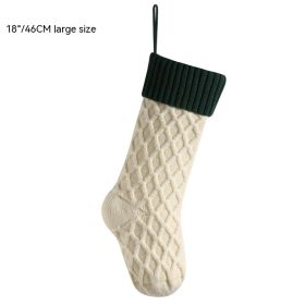 Christmas Socks Gift Bag Decoration Supplies Candy Bag (Option: Ivory White Dark Green 46CM)