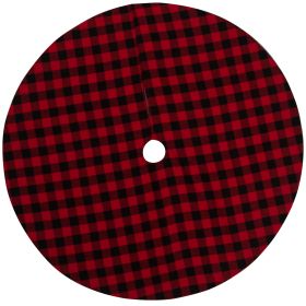 Christmas Red And Black Plaid Tree Skirt (Option: Black Red-54inch)